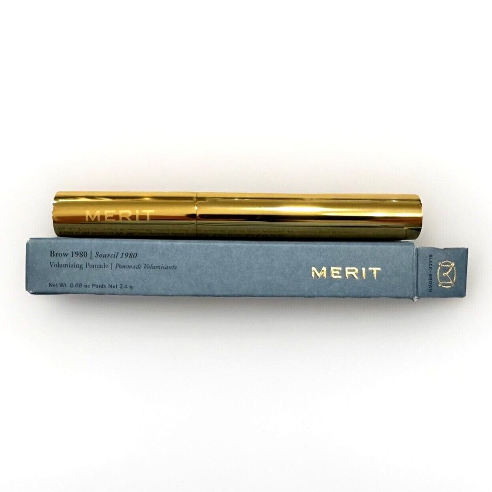 MERIT Brow 1980 Volumizing Pomade for Eyebrows BLACK BROWN Tinted .08oz/2.4g NEW